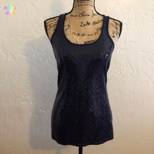 Almost Famous blue sequence tank top, size M